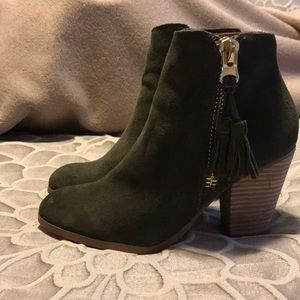 Hunter green suede booties